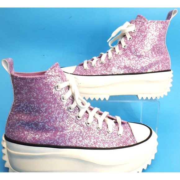 Converse Run Star Hike High Top Purple Glitter Platform Shoes-Ladies 9 / Men 7½ - Picture 5 of 16